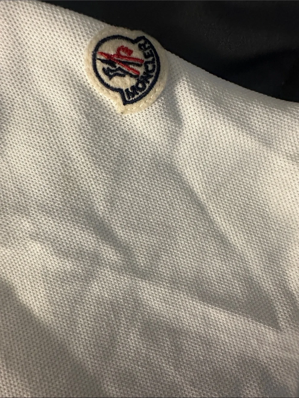 Moncler White Polo with Red & Navy Trim